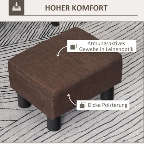 Rootz Living Pallar>Rootz Snygg Pall med Tygöverdrag - Fotstöd - Soffbord - Bekväma sittplatser - Mångsidig användning - Golvskydd - 40W x 30D x 24H cm - Linnetyg