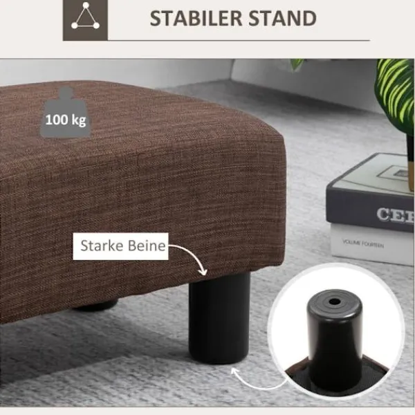 Rootz Living Pallar>Rootz Snygg Pall med Tygöverdrag - Fotstöd - Soffbord - Bekväma sittplatser - Mångsidig användning - Golvskydd - 40W x 30D x 24H cm - Linnetyg