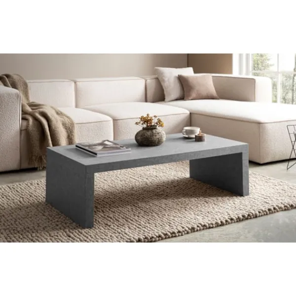 Rootz Living Soffbord>Rootz soffbord - Modernt betongutseende - Subtil U -form - Anti -Slip Protection - 110 cm x 55 cm x 35 cm
