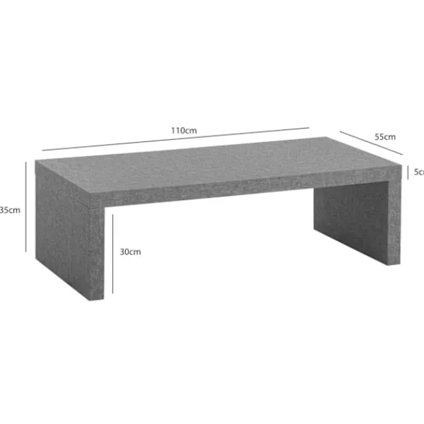 Rootz Living Soffbord>Rootz soffbord - Modernt betongutseende - Subtil U -form - Anti -Slip Protection - 110 cm x 55 cm x 35 cm