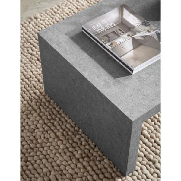 Rootz Living Soffbord>Rootz soffbord - Modernt betongutseende - Subtil U -form - Anti -Slip Protection - 110 cm x 55 cm x 35 cm
