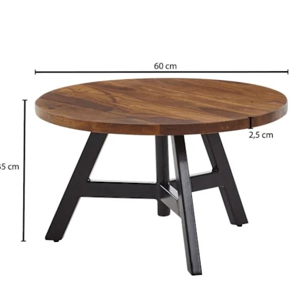 Rootz Living Soffbord>Rootz soffbord 60x60x35 cm massivt sheeshamträ - metall soffbord