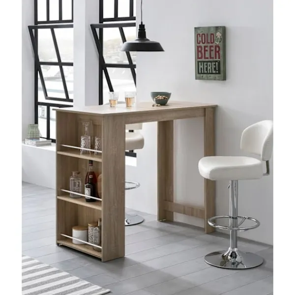 Rootz Living Matbord>Rootz Sonoma 120 x 107,5 x 60 cm Barbord Köksbord i trä - Bardisk med integrerad hylla - Bar Bistro Bord Kök Rektangulärt - Festbänk träbord - Vägghän | Fyndiq