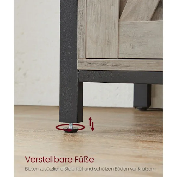 Rootz Living Sideboards>Rootz spånskiva stålskänk - Greige svart - Förvaringsskåp - Justerbara hyllor - 33cm x 100cm x 80cm