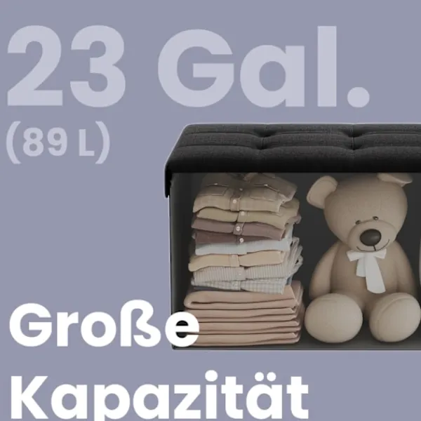 Rootz Living Kistor & Koffertar>Rootz -säte med förvaring - Seat Chest - Ink Black Bench - Mycket elastiskt skum - 38 x 76 x 38 cm MDF