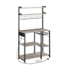Rootz Living Köksö>Rootz stående hylla med uttag och korg - Greige fläckig - Bläck svart - Spånskiva - Stål - 40cm x 90cm x 165,5cm - 19,2kg. Idealisk för organisation | Fyndiq