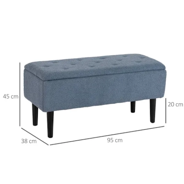Rootz Living Sittpuffar>Rootz stoppad bänk - Förvaringsbänk - Entrébänk - Elegant överdrag i kashmir-look - 95 cm x 38 cm x 45 cm