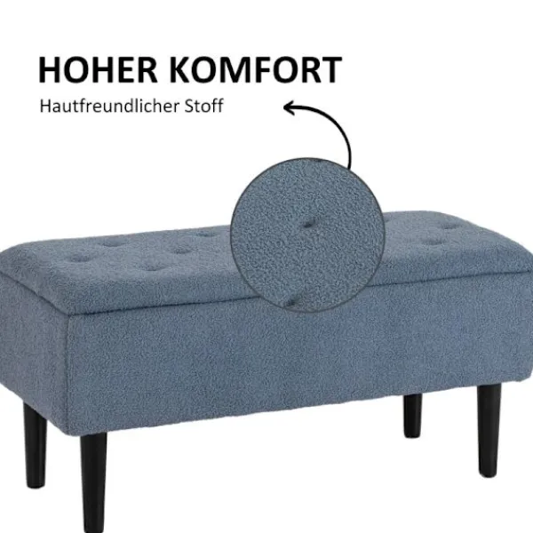 Rootz Living Sittpuffar>Rootz stoppad bänk - Förvaringsbänk - Entrébänk - Elegant överdrag i kashmir-look - 95 cm x 38 cm x 45 cm