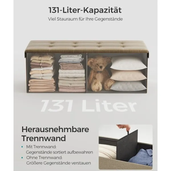 Rootz Living Kistor & Koffertar>Rootz stoppad förvaringsbänk - ottomansk - hallarrangör - träfiberskiva med medium densitet - 38 cm x 110 cm x 38 cm