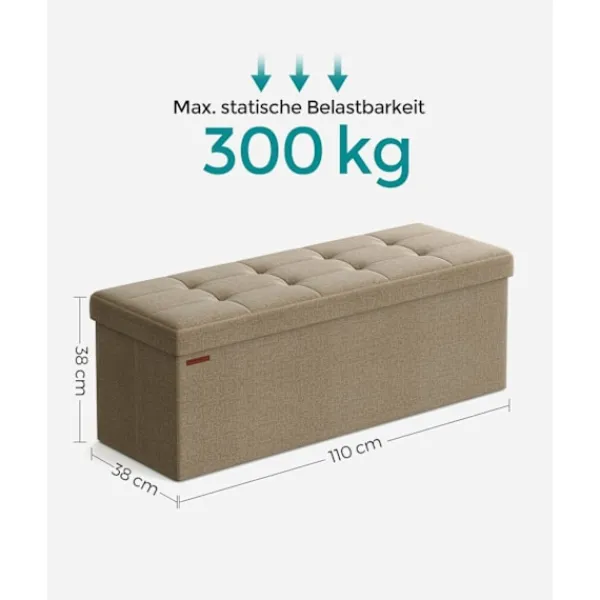Rootz Living Kistor & Koffertar>Rootz stoppad förvaringsbänk - ottomansk - hallarrangör - träfiberskiva med medium densitet - 38 cm x 110 cm x 38 cm