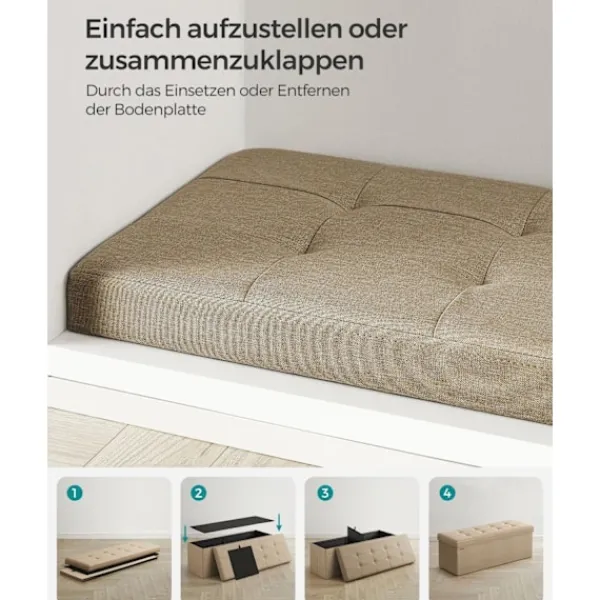 Rootz Living Kistor & Koffertar>Rootz stoppad förvaringsbänk - ottomansk - hallarrangör - träfiberskiva med medium densitet - 38 cm x 110 cm x 38 cm