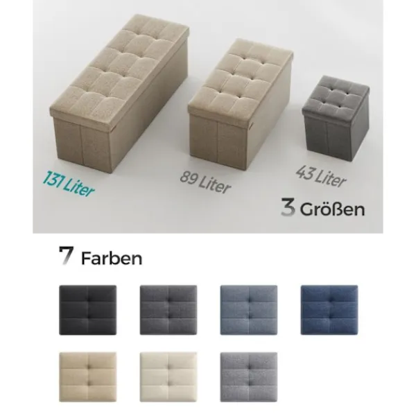 Rootz Living Kistor & Koffertar>Rootz stoppad förvaringsbänk - ottomansk - hallarrangör - träfiberskiva med medium densitet - 38 cm x 110 cm x 38 cm