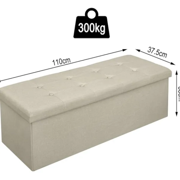 Rootz Living Sittpuffar>Rootz stoppad hopfällbar förvaringsbänk - ottomansk - hopfällbart fotstöd - skum med hög densitet - utrymmesbesparande - hållbart - 110 cm x 38 cm x 3 | Fyndiq
