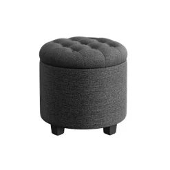 Rootz Living Sittpuffar>Rootz stoppad pall - Ottoman - Fotstöd - MDF & linneimitation - Högresiliensskum - 45cm x 45cm x 44,5cm