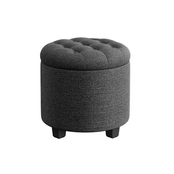 Rootz Living Sittpuffar>Rootz stoppad pall - Ottoman - Fotstöd - MDF & linneimitation - Högresiliensskum - 45cm x 45cm x 44,5cm