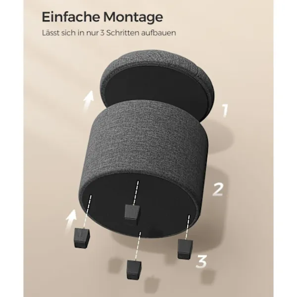 Rootz Living Sittpuffar>Rootz stoppad pall - Ottoman - Fotstöd - MDF & linneimitation - Högresiliensskum - 45cm x 45cm x 44,5cm