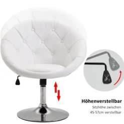Rootz Living Kontorsmöbler>Rootz Swivel Chair - Vit - Stål, Svamp, PU - 26,77 cm x 23,22 cm x 31,49 cm