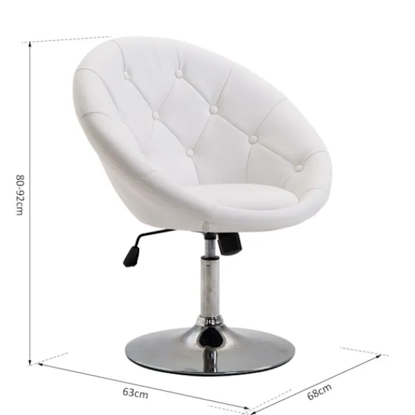 Rootz Living Kontorsmöbler>Rootz Swivel Chair - Vit - Stål, Svamp, PU - 26,77 cm x 23,22 cm x 31,49 cm