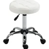 Rootz Living Pallar>Rootz Swivel Pall - Rullande pall - Höjdjusterbar salongspall - Imiterat läder - Armlös design - Elegant vadderat mönster - 35,5 cm x 51-67 cm