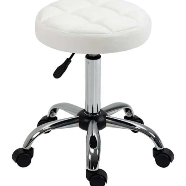 Rootz Living Pallar>Rootz Swivel Pall - Rullande pall - Höjdjusterbar salongspall - Imiterat läder - Armlös design - Elegant vadderat mönster - 35,5 cm x 51-67 cm