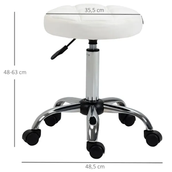 Rootz Living Pallar>Rootz Swivel Pall - Rullande pall - Höjdjusterbar salongspall - Imiterat läder - Armlös design - Elegant vadderat mönster - 35,5 cm x 51-67 cm