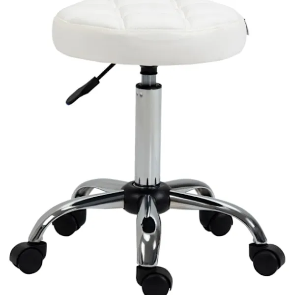 Rootz Living Pallar>Rootz Swivel Pall - Rullande pall - Höjdjusterbar salongspall - Imiterat läder - Armlös design - Elegant vadderat mönster - 35,5 cm x 51-67 cm