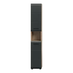 Rootz Living Skåp>Rootz Tall Cabinet - Lagringsenhet - Arrangör - Space -Saver - 2 Dörrar - 4 avtagbara hyllor - Svart och brunt - 30x185x30cm