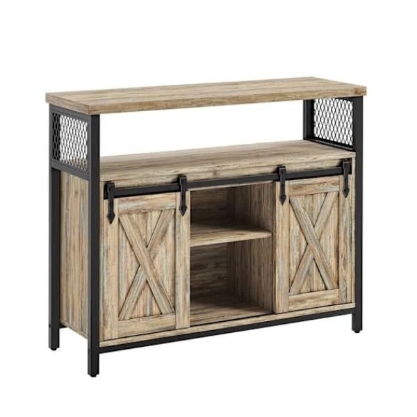 Rootz Living Sideboards>Rootz Turkos Brun-Ink Svart Skänk - Förvaringsskåp - Spånskiva Stål - Justerbara hyllor - Anti-tip - 33cm x 100cm x 80cm
