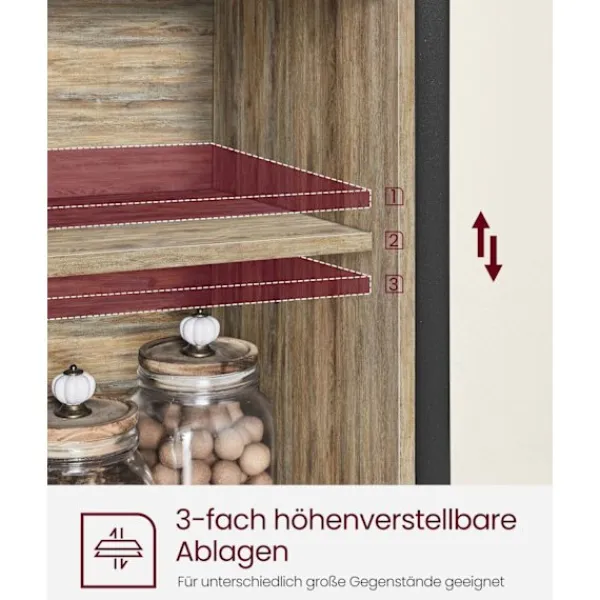 Rootz Living Sideboards>Rootz Turkos Brun-Ink Svart Skänk - Förvaringsskåp - Spånskiva Stål - Justerbara hyllor - Anti-tip - 33cm x 100cm x 80cm