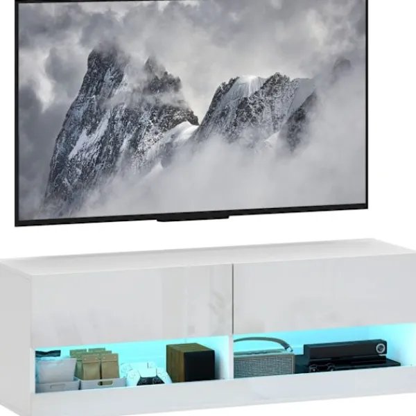 Rootz Living Tv-Bänkar>Rootz TV -hängande skåp med LED -belysning - väggmonterat TV -skåp - Flytande TV -enhet - Stylish Design - 120 x 35 x 40,5 cm