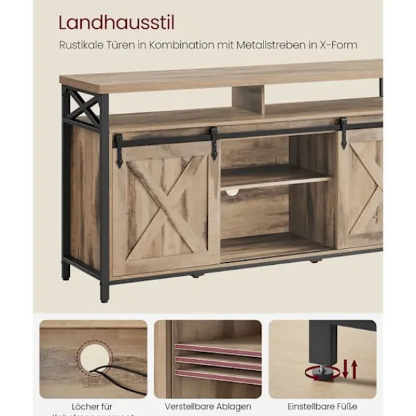 Rootz Living Tv-Bänkar>Rootz TV -skåp - Stand - Media Console - Robust Steel - 40 x 147 x 76 cm - Upp till 65 "TV -apparater - Brown Black