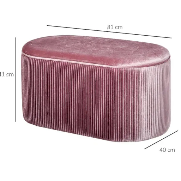 Rootz Living Sittpuffar>Rootz Upholstered Bench - Storage Space - Chest Bench - Living Room - French Style - Velvet Elegant - Pink - 81 x 40 x 41 cm