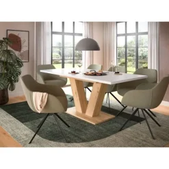 Rootz Living Matgrupper>Rootz utdragbart matbord - Brun & vit imitation - Justerbart matbord - Chipboard Construction - Hållbar och enkel rengöring - 150-190x76x80 cm