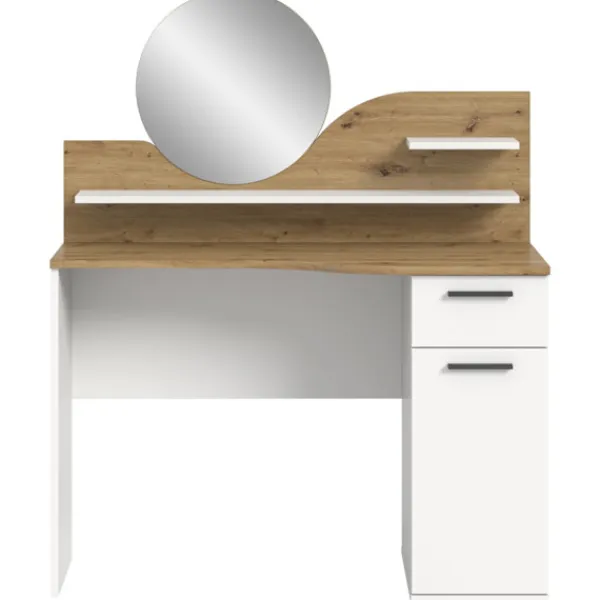Rootz Living Sminkbord>ROOTZ Vanity toalettbord toalettbord kosmetiskt bord - ek nb - vit nb - 1 låda - 1 dörr - 2 hyllor - modulär design - fsc certifierad - 110 cm x 135 c | Fyndiq