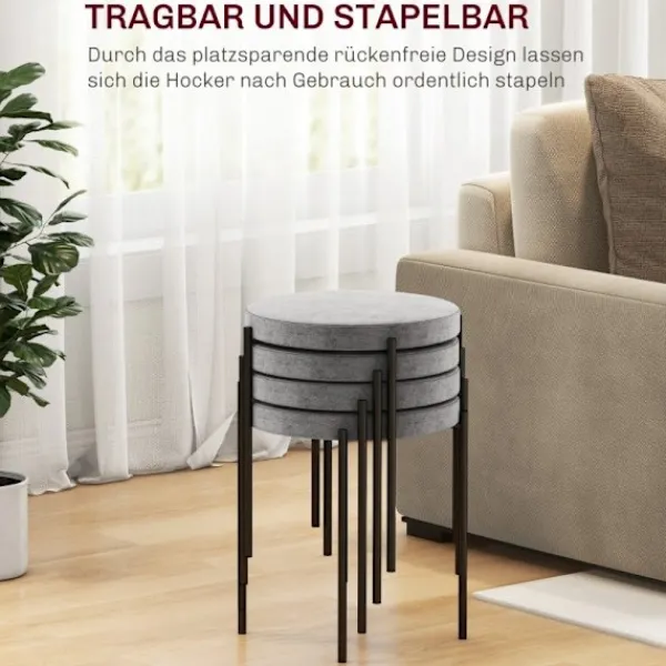 Rootz Living Pallar>Rootz Velvet Matstolar Set med 4 - Stapelbara kökspallar - Stoppade möbler - Elegant design - Utrymmesbesparande - 41,5 cm x 41,5 cm x 46 cm