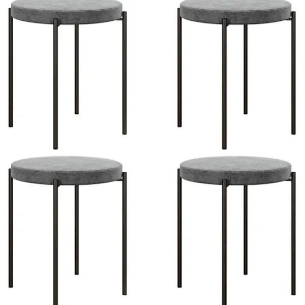 Rootz Living Pallar>Rootz Velvet Matstolar Set med 4 - Stapelbara kökspallar - Stoppade möbler - Elegant design - Utrymmesbesparande - 41,5 cm x 41,5 cm x 46 cm