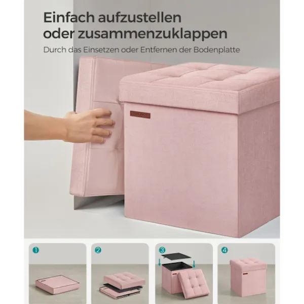 Rootz Living Sittpuffar>Rootz Velvet Seat Chest - Förvaring Ottoman - Fotstöd - MDF-konstruktion - Mjuk skumvaddering - Pastellrosa - 38cm x 38cm x 38cm