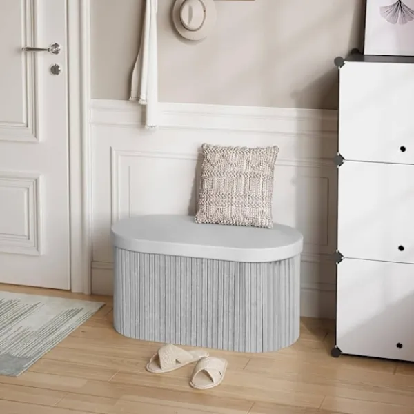 Rootz Living Pallar>Rootz Velvet Seat Pall - Lagring Ottoman - Foldbara möbler - 76L kapacitet - 76x38x38cm grå