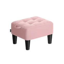 Rootz Living Pallar>Rootz Velvet Seat Pall - Pink and Black- Ottoman - Footrest - Stöder 150 kg - 40 cm x 32 cm x 26 cm