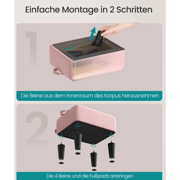 Rootz Living Pallar>Rootz Velvet Seat Pall - Pink and Black- Ottoman - Footrest - Stöder 150 kg - 40 cm x 32 cm x 26 cm