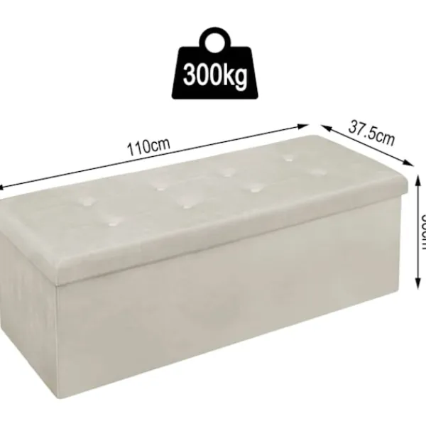 Rootz Living Kistor & Koffertar>Rootz Velvet Storage Pall - Ottomansk, Fotstöd - 118L kapacitet, hopfällbar, hållbar - 110cm x 38cm x 37,5cm