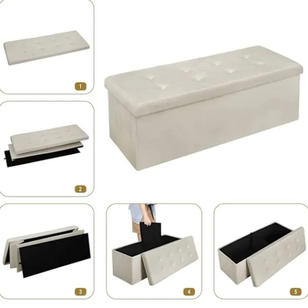 Rootz Living Kistor & Koffertar>Rootz Velvet Storage Pall - Ottomansk, Fotstöd - 118L kapacitet, hopfällbar, hållbar - 110cm x 38cm x 37,5cm