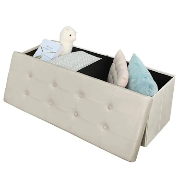 Rootz Living Kistor & Koffertar>Rootz Velvet Storage Pall - Ottomansk, Fotstöd - 118L kapacitet, hopfällbar, hållbar - 110cm x 38cm x 37,5cm