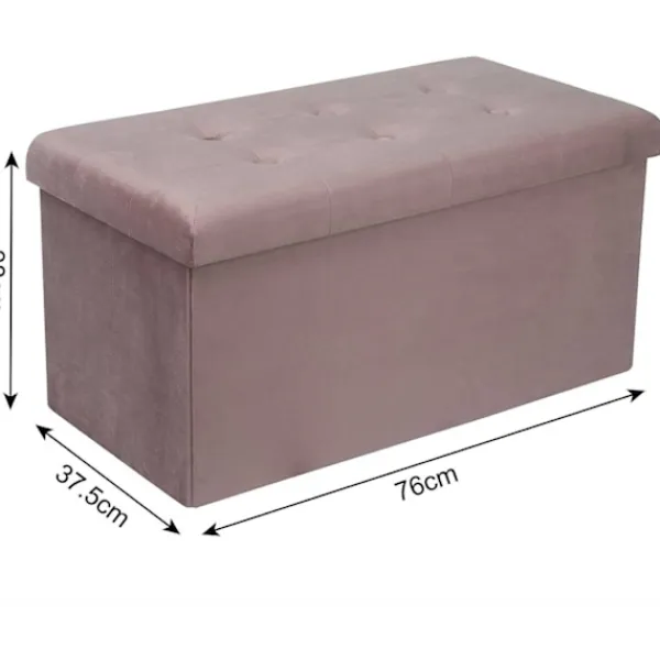 Rootz Living Sittpuffar>Rootz Velvet Storage Pall - Vikbar ottoman - Stor kapacitet - Elegant design - 76 cm x 38 cm x 37,5 cm