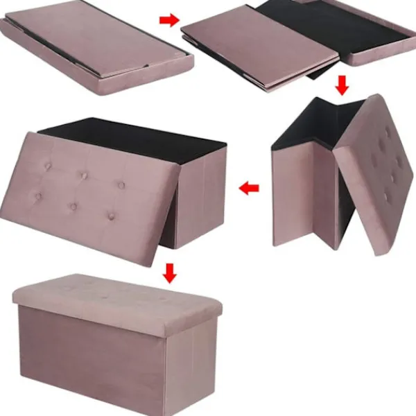 Rootz Living Sittpuffar>Rootz Velvet Storage Pall - Vikbar ottoman - Stor kapacitet - Elegant design - 76 cm x 38 cm x 37,5 cm