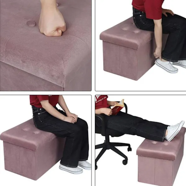Rootz Living Sittpuffar>Rootz Velvet Storage Pall - Vikbar ottoman - Stor kapacitet - Elegant design - 76 cm x 38 cm x 37,5 cm