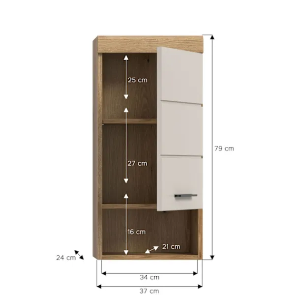 Rootz Living Skåp>Rootz väggmonterad basskåp - lagringsenhet - arrangör - Kompakt design - MDF Front - 37x79x24cm