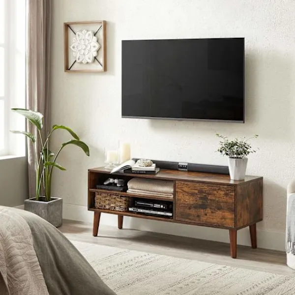 Rootz Living Tv-Bänkar>Rootz Vintage Brown TV-ställ - Nöjescenter - Mediakonsol - Spånskiva - Gummiträ - 40cm x 120cm x 49cm