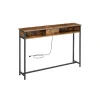 Rootz Living Småbord>Rootz Vintage Brown-Ink Black Soffbord - Sidobord - Spånskiva stål - Power Strip - 25cm x 120cm x 81,1cm