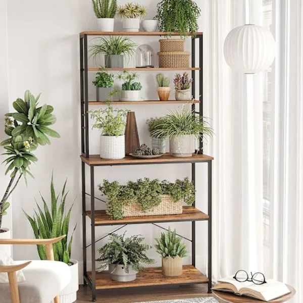 Rootz Living Köksö>Rootz Vintage Brun-svart kökshylla - Skafferi Organizer - Förvaringsställ - Spånskiva och stål - 80 cm x 40 cm x 167 cm - 21 kg - 90 kg Lastkapacitet | Fyndiq